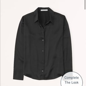 Black satin oversized blouse